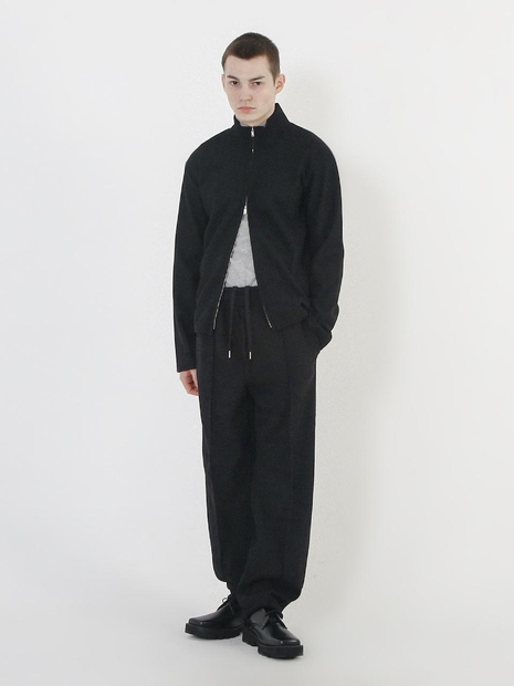 Ribbed Knit Cardigan Zip-up (Black)