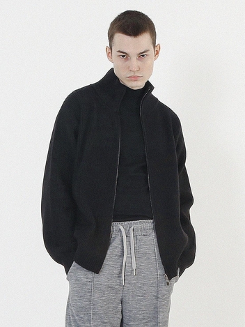 Modal Knit Zip-up Cardigan (Black)
