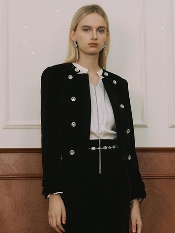 [S BLANC] Hebit / Velvet Set-up Jacket