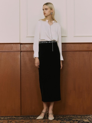 [S BLANC] Hebit / Velvet Set-up Skirt