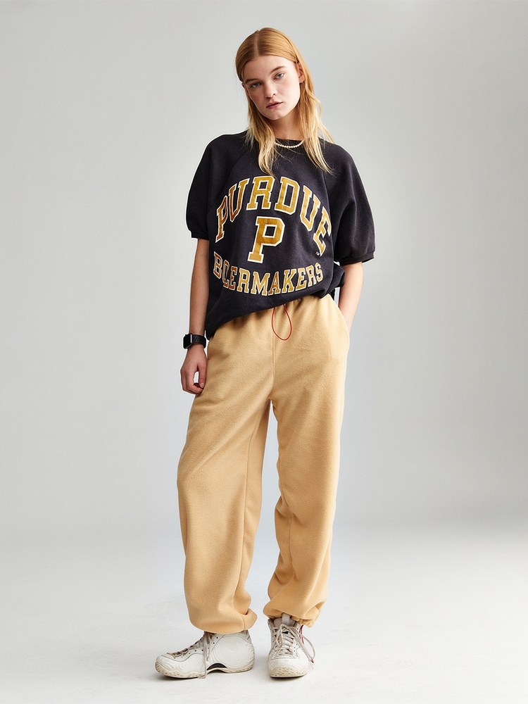 CLASSIC FLEECE WIDE PANTS YELLOW BEIGE