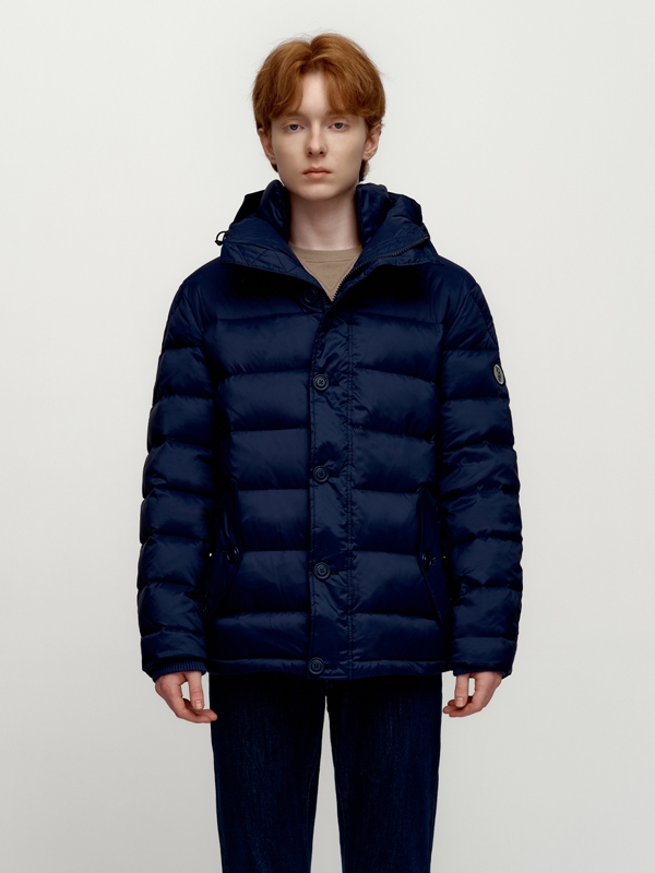 Goose Down Quilting Hooded Parka_Blue