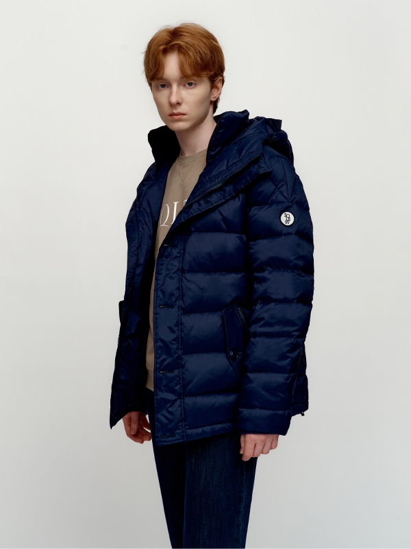 Goose Down Quilting Hooded Parka_Blue