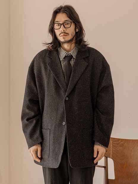 러기드하우스 : 버티컬 오버핏 퀼팅 울 자켓