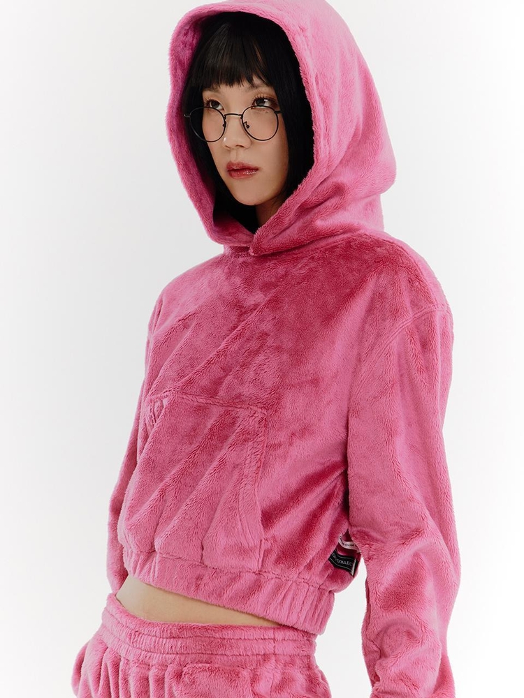 Fur Velboa Fleece Hoodie - PINK