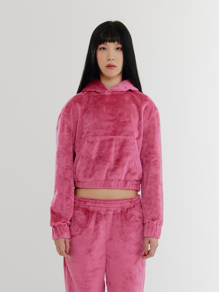 Fur Velboa Fleece Hoodie - PINK