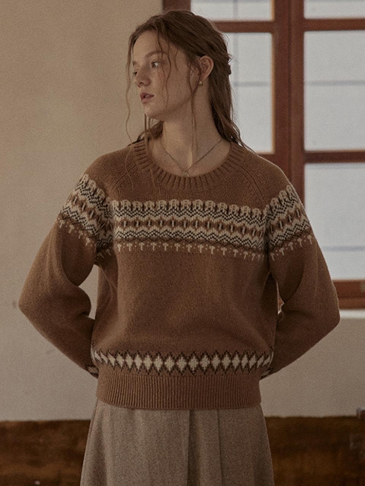 PM_Camel jacquard sweater