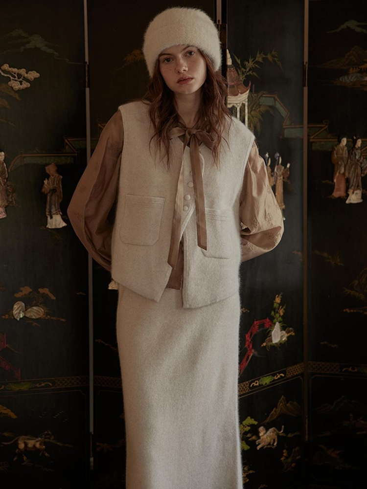 PM_Winter woolen two-piece set_IVORY