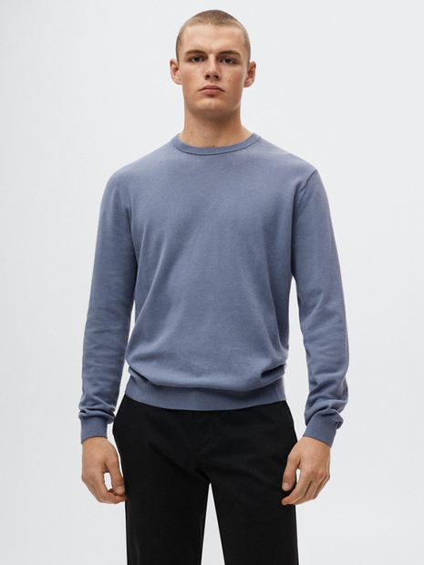 [MANGO] MAN 파인 니트 면 스웨터 Light/pastel Blue_37010762