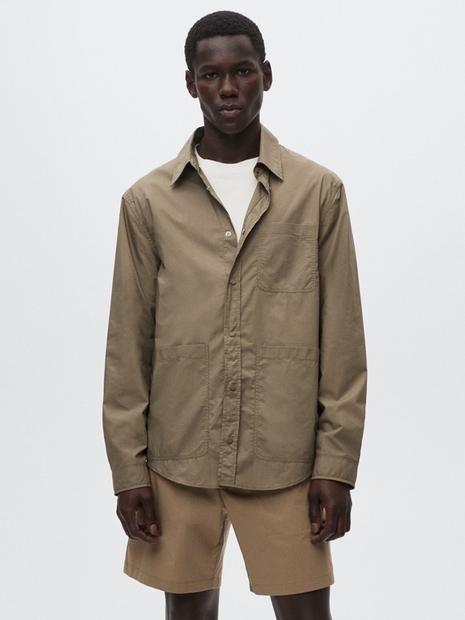 [MANGO] MAN 가슴 포켓 면 오버셔츠 Light/pastel Brown_37010407