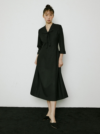 Ribbon Flared One-piece (black)