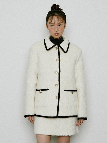 Boucle Binding Point Jacket (ivory)