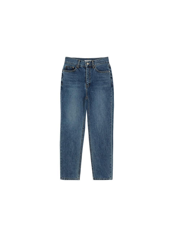 STRAIGHT DENIM PANTS - MID BLUE