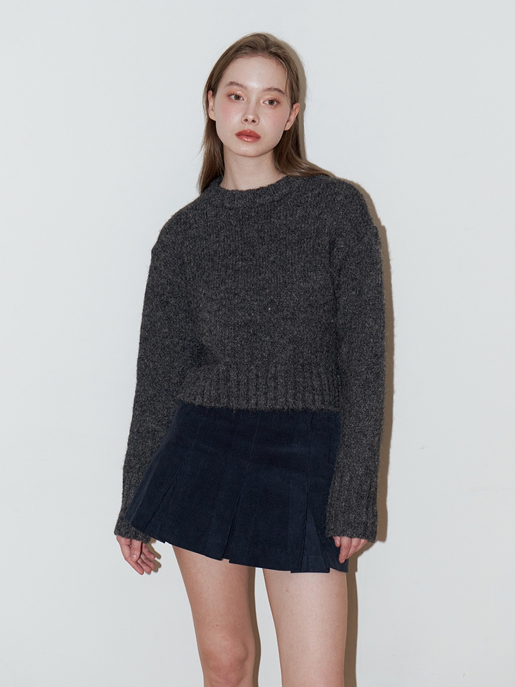 ROUND NECK CROP KNIT_3COLOR