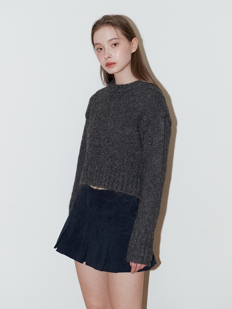 ROUND NECK CROP KNIT_3COLOR