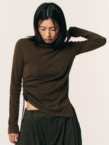 AR_Side string turtleneck knit top_2color