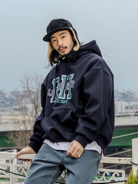러기드하우스 : 로스엔젤러스 기모 후드티 네이비