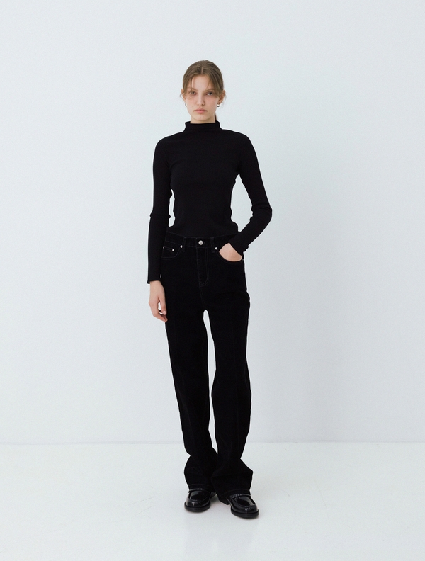 ribbed half turtle-neck (black)