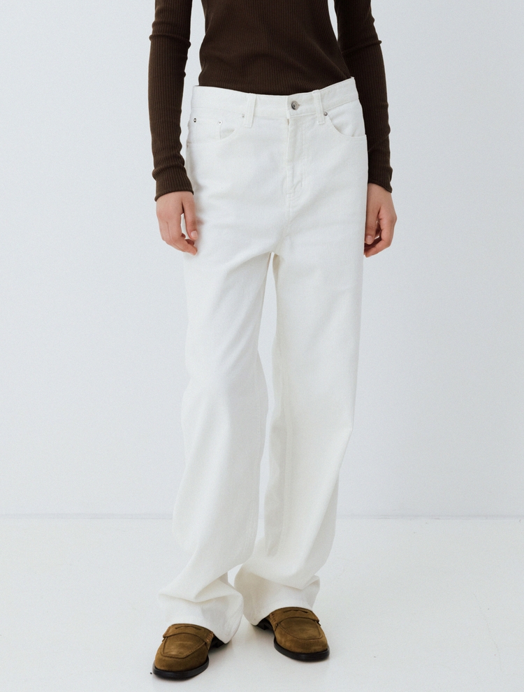 signature corduroy straight-fit pants (white)