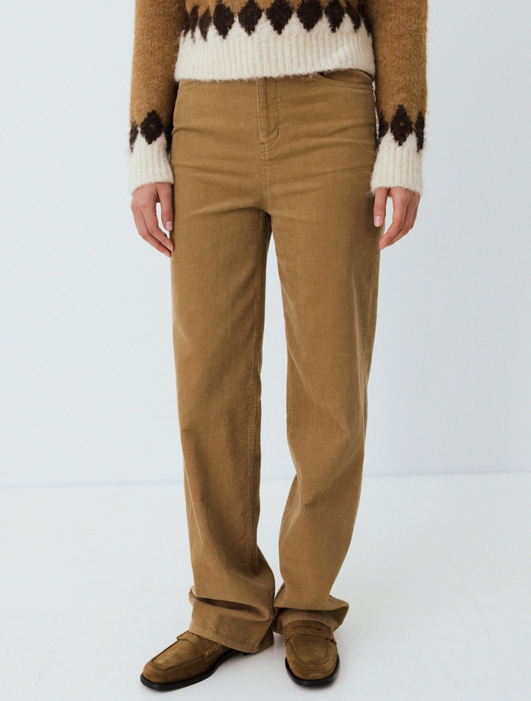 signature corduroy straight-fit pants (beige)