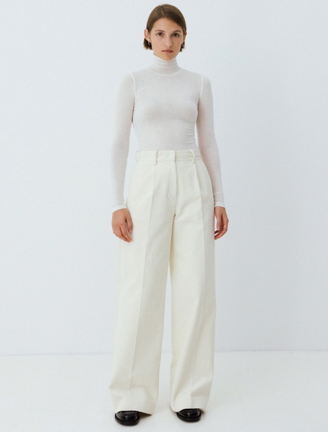 corduroy wide tucked pants (ivory)