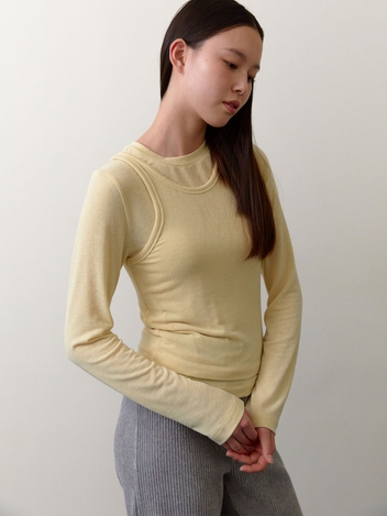 Layered set up T-shirts (Lemon Cream)