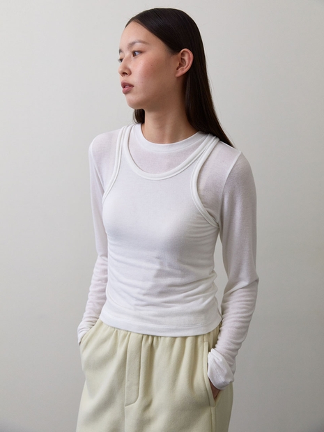 Layered set up T-shirts (White)