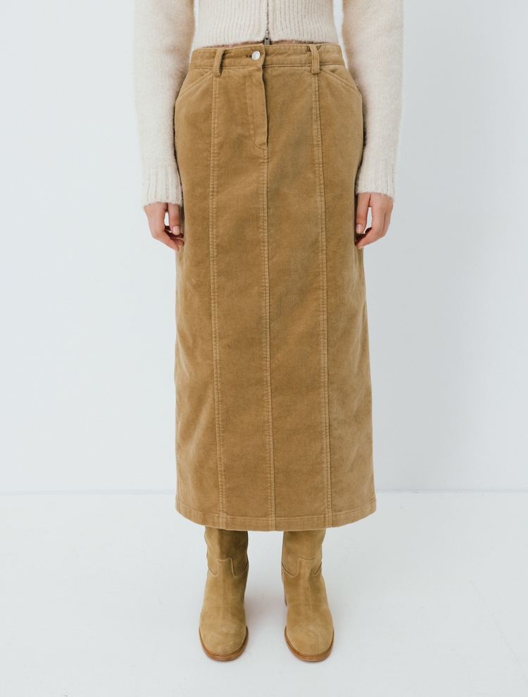 corduroy cutting-line skirt (beige)