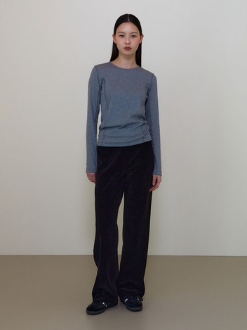 Big corduroy banding pants (Black)