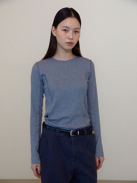 Double pintuck line T-shirts (Melange grey)