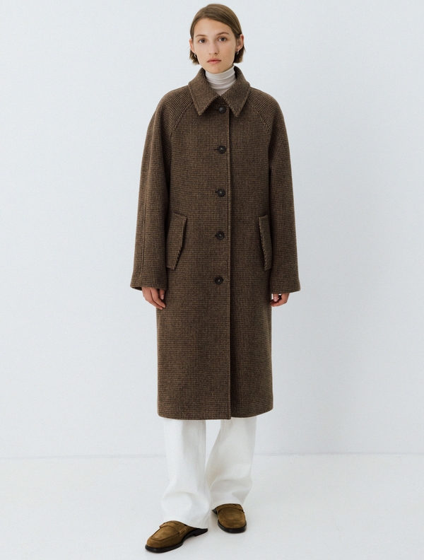 checked balmacaan coat (check)