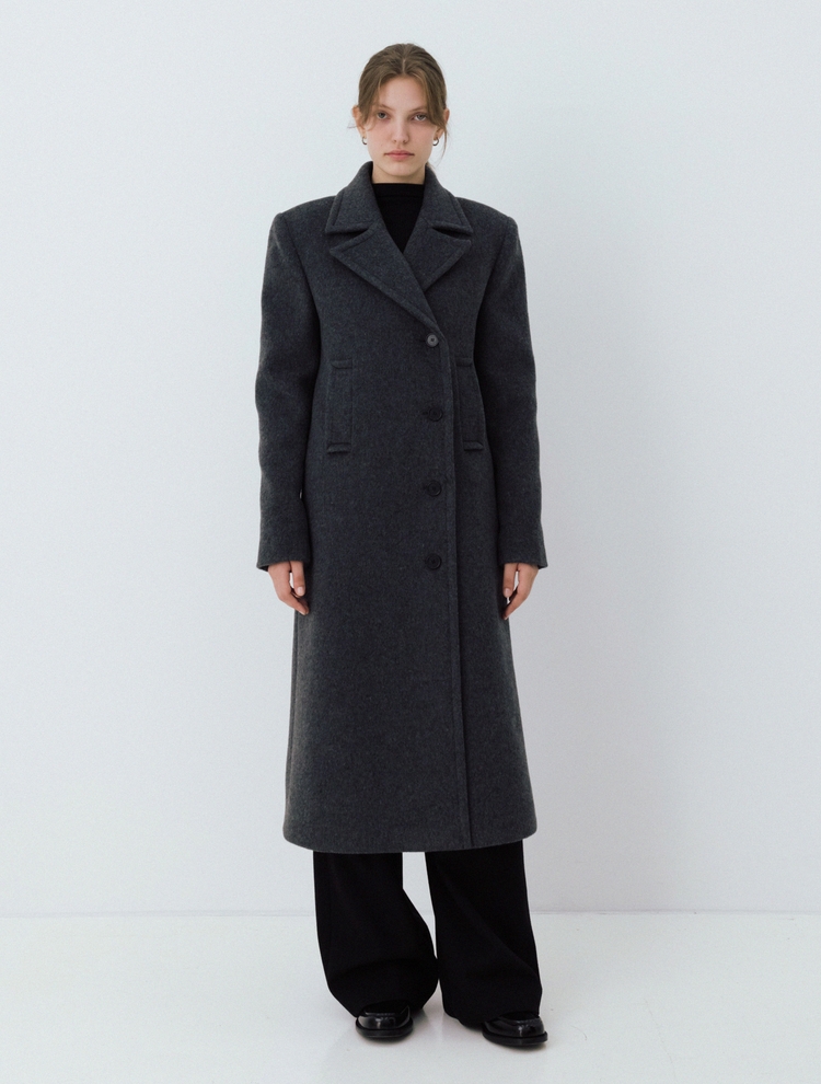 wool double-breasted coat (charcoal)