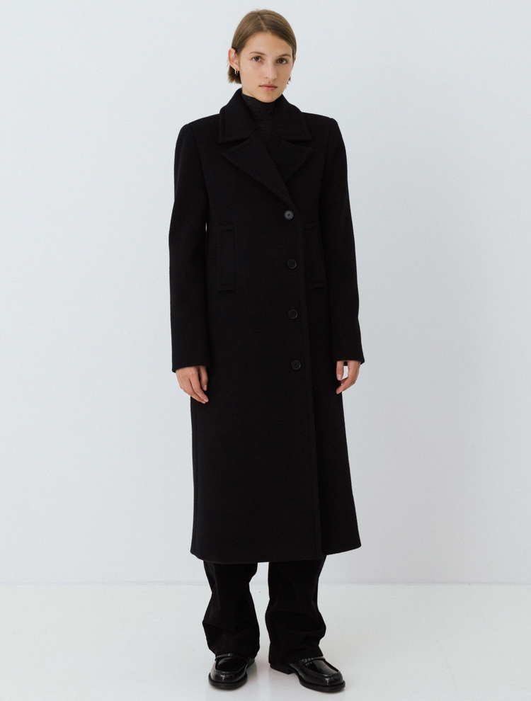 wool double-breasted coat (black)