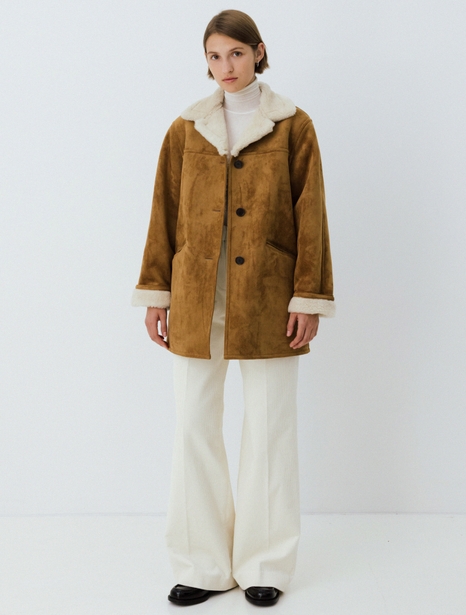 shearling half coat (camel)