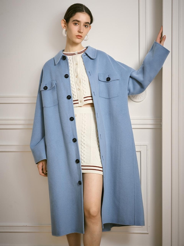 YY_Blue double faced cashmere coat