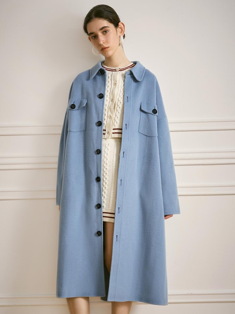 YY_Blue double faced cashmere coat