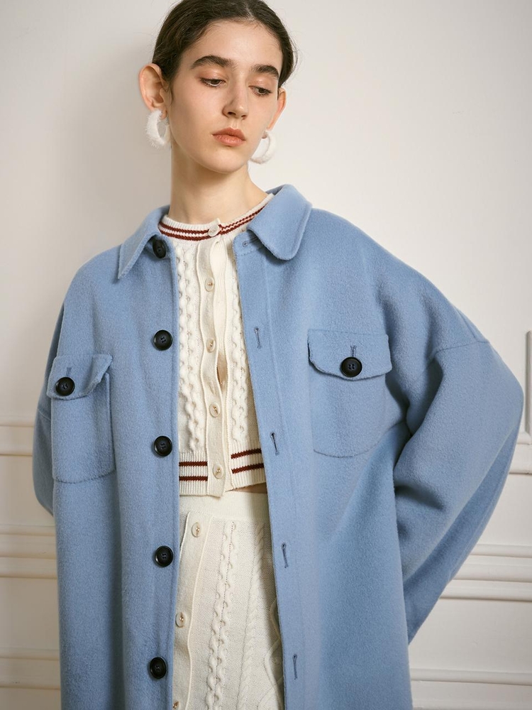 YY_Blue double faced cashmere coat