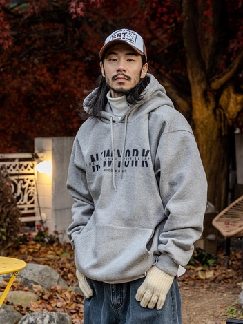 러기드하우스 : 뉴욕 기모 후드티 멜란지그레이