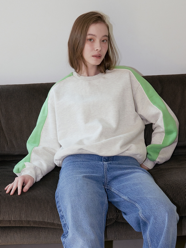 LINE COLOR BLOCK SWEATSHIRT_GREY