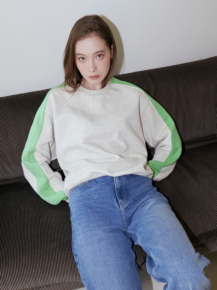 LINE COLOR BLOCK SWEATSHIRT_GREY