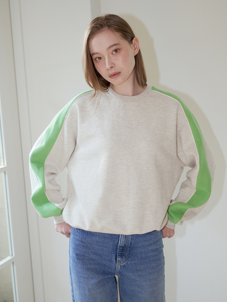 LINE COLOR BLOCK SWEATSHIRT_GREY