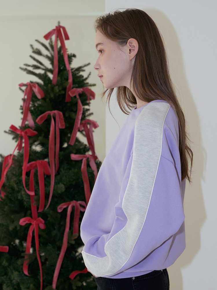 LINE COLOR BLOCK SWEATSHIRT_PURPLE