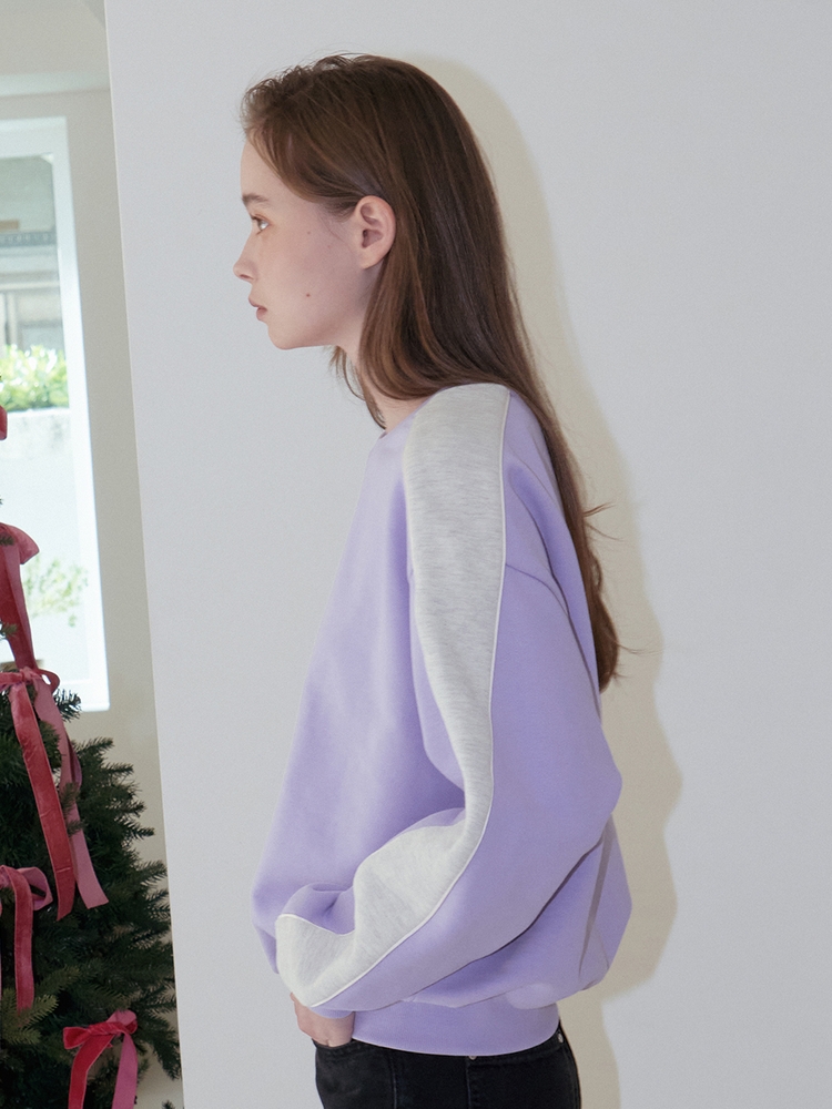 LINE COLOR BLOCK SWEATSHIRT_PURPLE