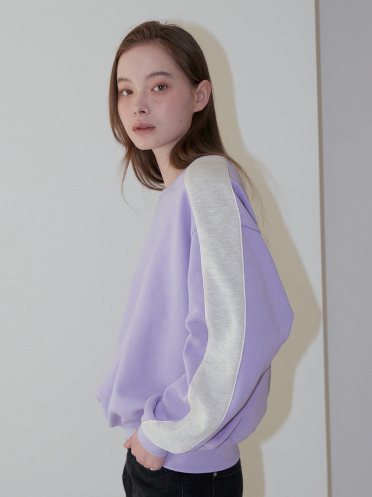 LINE COLOR BLOCK SWEATSHIRT_PURPLE