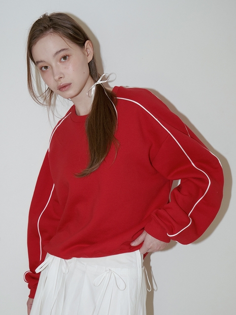 LINE COLOR BLOCK SWEATSHIRT_RED