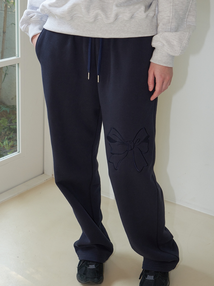 BASIC RIBBON EMBROIDERY SWEATPANTS_NAVY