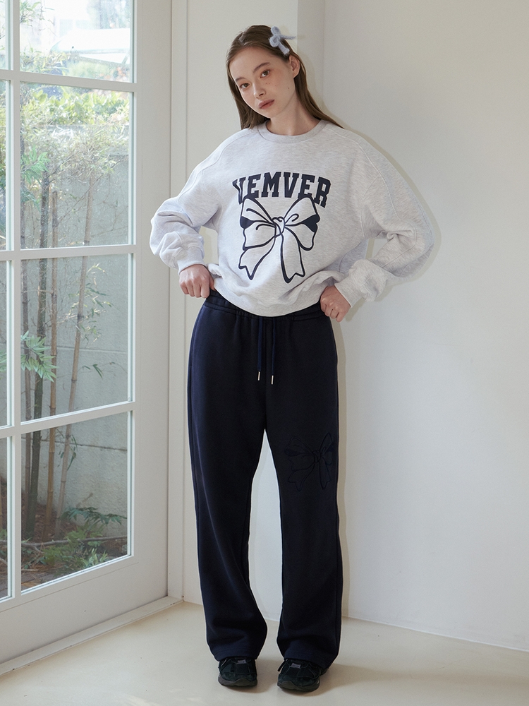 BASIC RIBBON EMBROIDERY SWEATPANTS_NAVY