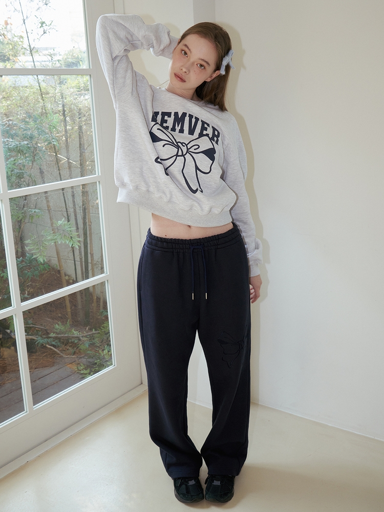 BASIC RIBBON EMBROIDERY SWEATPANTS_NAVY