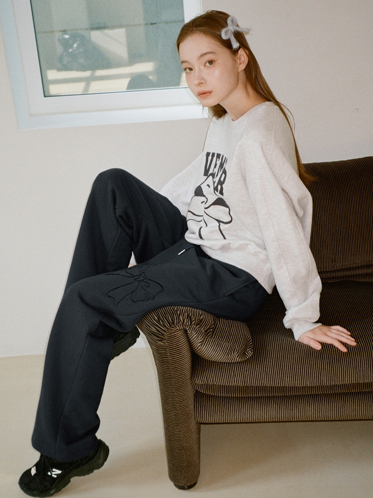 BASIC RIBBON EMBROIDERY SWEATPANTS_NAVY