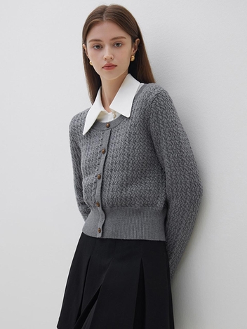 WD_Textured round knit cardigan_2color
